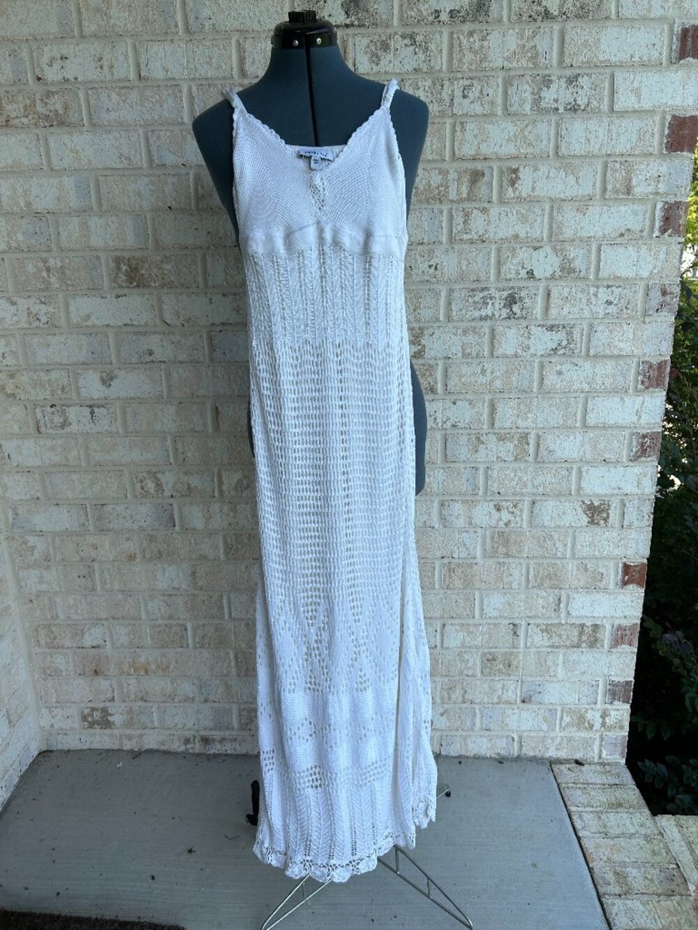 Y2K Bebe white knit crochet maxi dress S